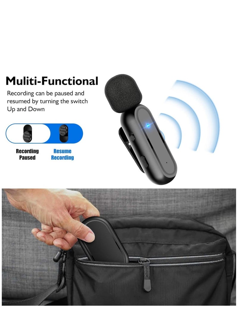 Captaintech Wireless Lavalier Microphone, 2 Pack for iPhone iPad 7H Clip-on Lapel Microphone Wireless for Video Recording Vlogging, YouTube, Interview, with Charging Case, 3 Mode Denoise, 70ft - Image 3