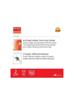 PRESTIGE Prestige Stack-O-Mix 750 W Mixer Grinder with 3 Ss Jars, Black & Orange  - Image 4