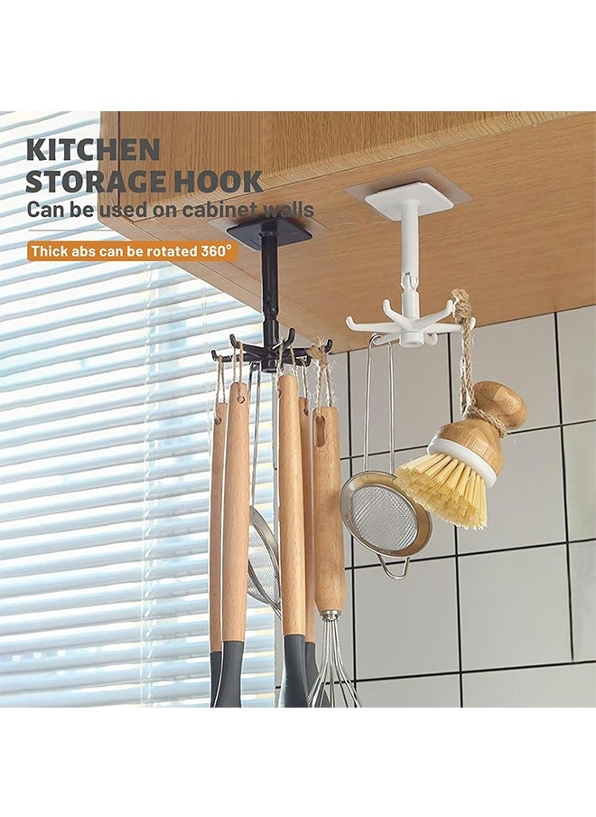 Generic - 4Pcs Kitchen Swivel Hook, Wall Rotary Hook, Swivel Folding Under Cabinet Kitchen Utensil Hooks, 360° Rotating Hanging Rack for Kitchen Utensils, Bathroom Towels, Entryway Key - Image 1