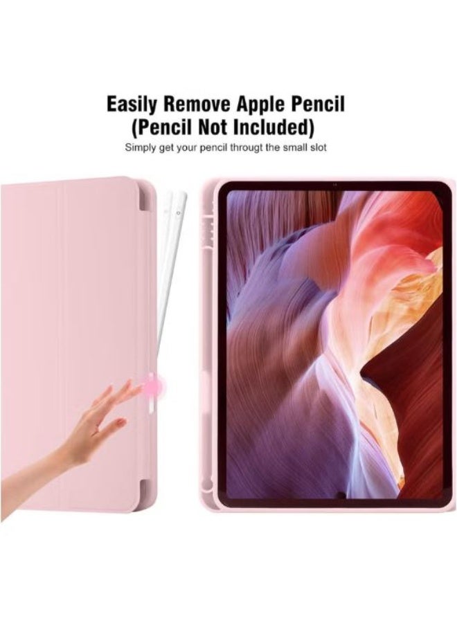 RYN iPad 10th Generation Case 2022 with Pencil Holder, 10.9-inch, Soft TPU Protective Trifold Stand, Auto Wake/Sleep, Pink - Image 2