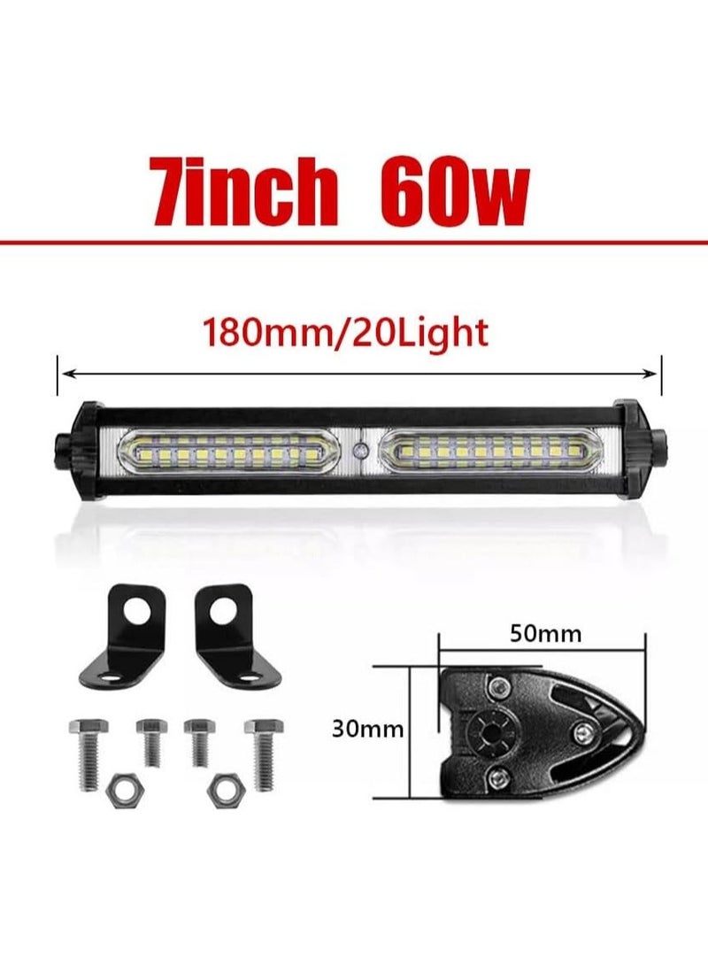 (طقم 2 قطعة) كشافات LED بقوة 60 واط - 7 إنش للسيارات والشاحنات – إضاءة كاشفة ضد الماء للطرق الوعرة – مصابيح قيادة عالية السطوع للمركبات 12V/24V