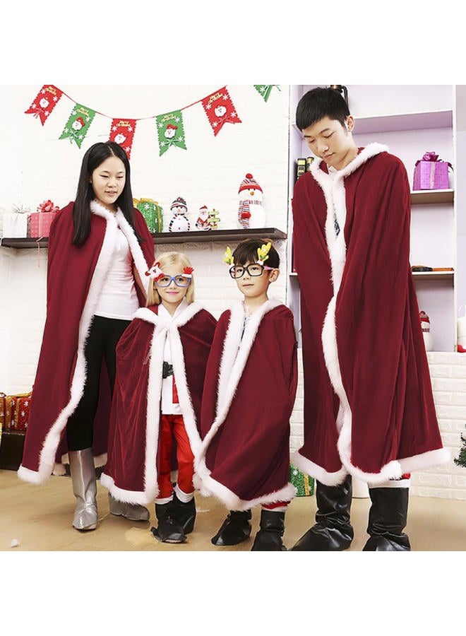 Clobeau Christmas Halloween Costumes Cloak Mrs. Claus Santa Xmas Velvet Hooded Cape Robe - Image 5