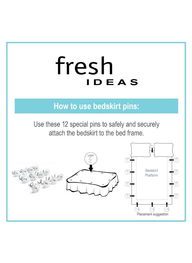 Levinsohn Fresh Ideas Bedskirt Pins  Set Of 12  White  King