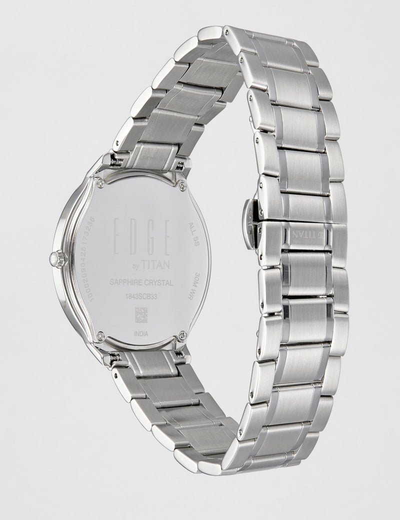 Edge Titan Edge Metal Quartz Analog White Dial Silver Stainless Steel Strap Watch for Men - NT1843SM02 - Image 3