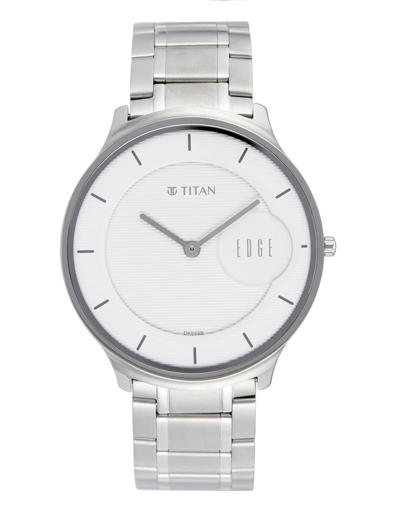 Edge Titan Edge Metal Quartz Analog White Dial Silver Stainless Steel Strap Watch for Men - NT1843SM02 - Image 1
