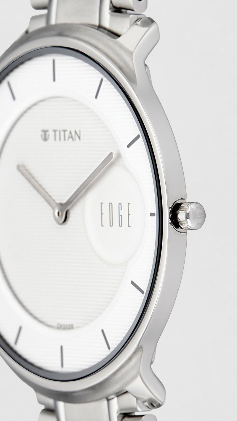 Edge Titan Edge Metal Quartz Analog White Dial Silver Stainless Steel Strap Watch for Men - NT1843SM02 - Image 5