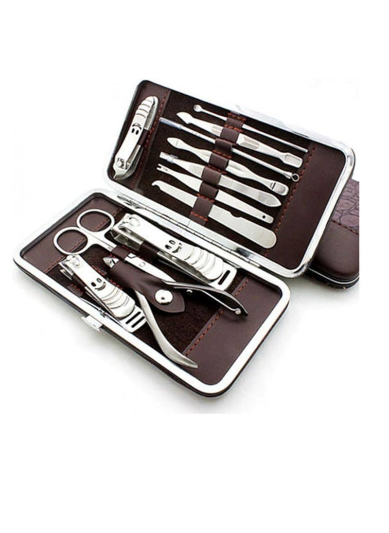 Generic 12-Piece Manicure Pedicure Nail Set with Leather Case Silver  - Image 2