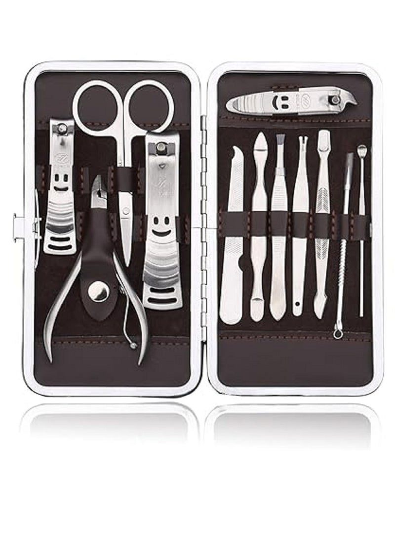 Generic 12-Piece Manicure Pedicure Nail Set with Leather Case Silver  - Image 1