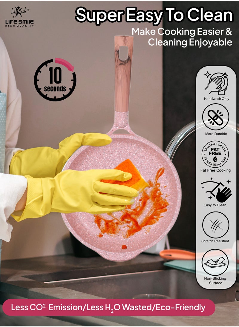 Life Smile - 26CM Frying Pan With Lid - 5 Layer Granite Coating with Multiple Hob Compatibility  Heat-Resistant Handle - Induction bottom - Image 1