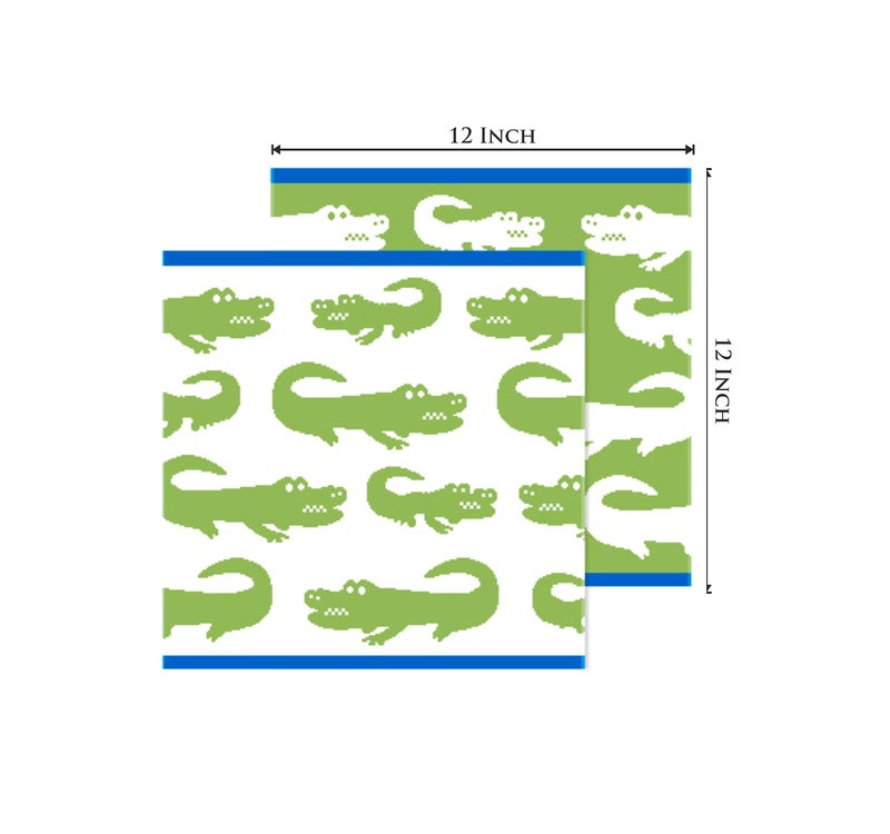 ORIGINAL KIDS Wash Cloth - Bath Time in A While Crocodile Set of 12 Washcloths - 100% Cotton Jacquard Super Soft Colorful Absorbent Quick Dry Easy Care Face Towel Face Cloth Gift - 12x12 - Green Blue - Image 3