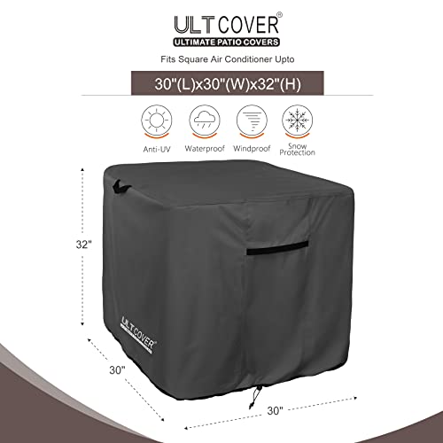ULTCOVER Waterproof Square Air Conditioner Cover for Outside AC Units Size Upto 30W x 30D x 32H inch, Black - Image 2
