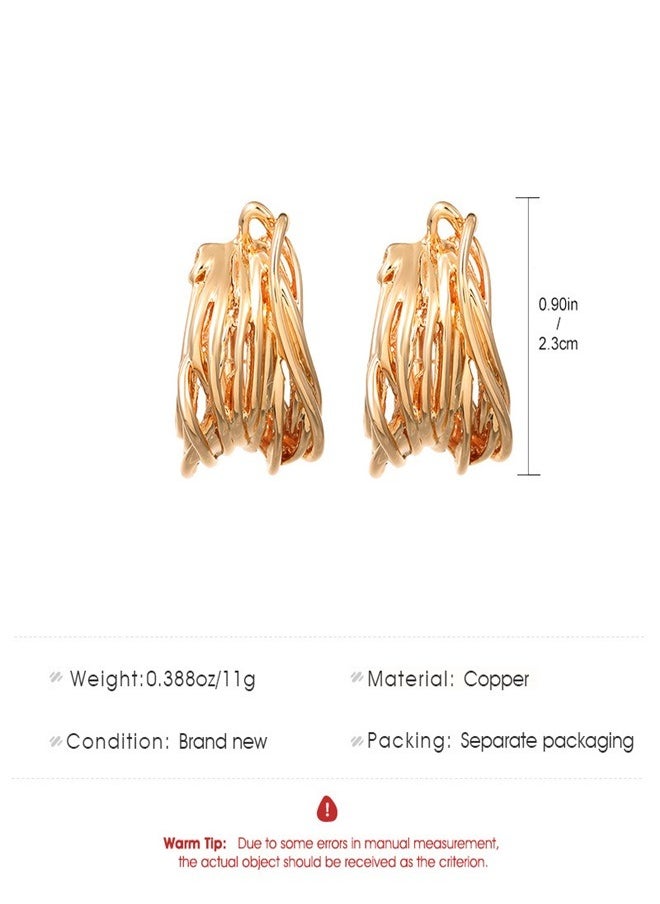 General - Two-tone entwined line earrings with a sense of design for parties Wedding gifts Everyday with fashion accessories - Image 1
