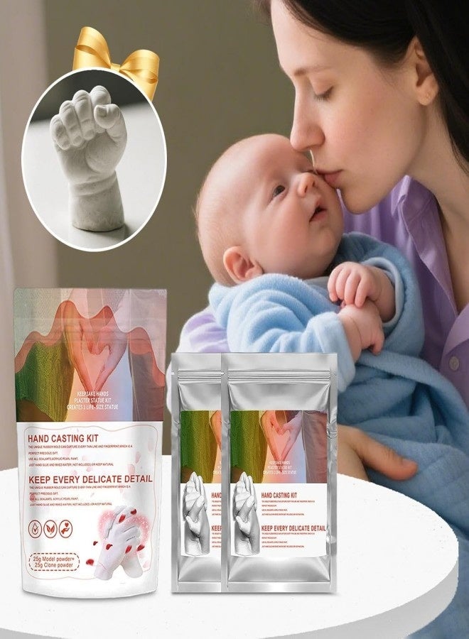 Hand Mold Powder, Fast Curing Casting Material, Skin Safe Kit, 5.51x7.87 Inches for Children and Adults, Easy Use Formula for Family Keepsake Crafts at Baby Handprint Art Projects - Image 1