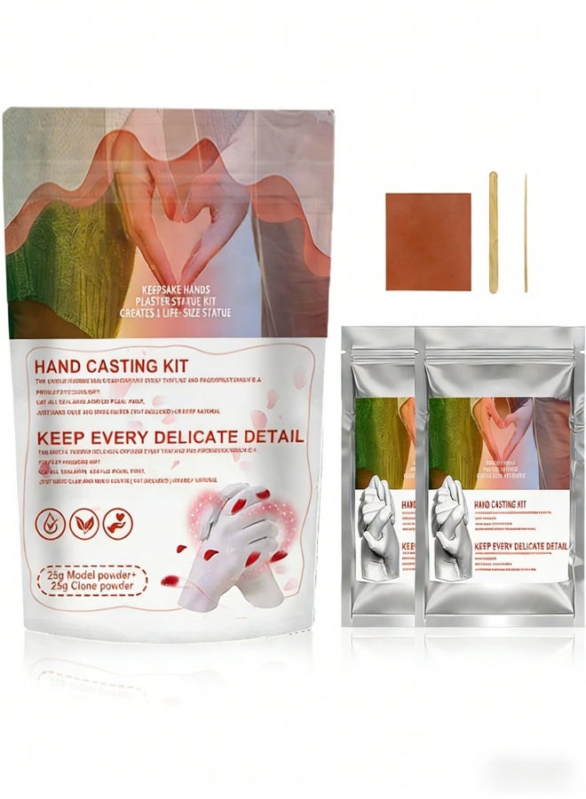 مسحوق العفن اليدوي ، مواد الصب السريعة ، مجموعة آمنة للجلد ، 5.51x7.87 بوصة للأطفال والكبار ، صيغة سهلة الاستخدام للحرف الذكرية العائلية في مشاريع الفن البصمة اليدوية للأطفال - Image 2