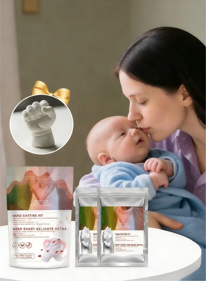 مسحوق العفن اليدوي ، مواد الصب السريعة ، مجموعة آمنة للجلد ، 5.51x7.87 بوصة للأطفال والكبار ، صيغة سهلة الاستخدام للحرف الذكرية العائلية في مشاريع الفن البصمة اليدوية للأطفال - Image 1