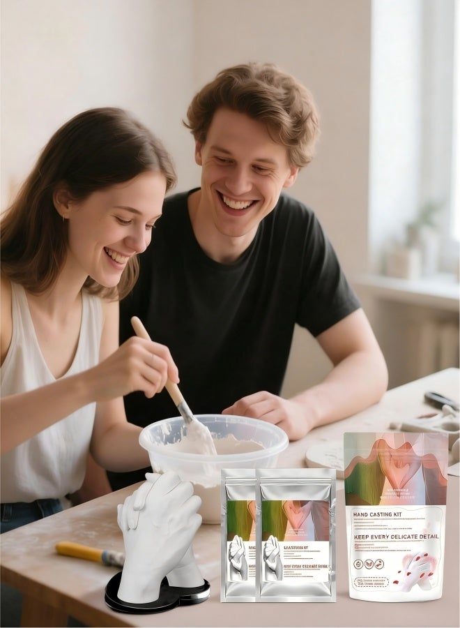 مسحوق العفن اليدوي ، مواد الصب السريعة ، مجموعة آمنة للجلد ، 5.51x7.87 بوصة للأطفال والكبار ، صيغة سهلة الاستخدام للحرف الذكرية العائلية في مشاريع الفن البصمة اليدوية للأطفال - Image 4