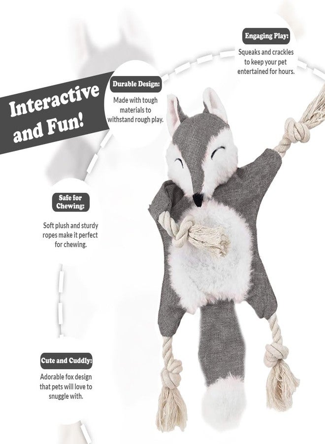 Petgoof™ Dog Chew Toy Bite Plush Squeaky Dog Toy Fox Squirrel Raccoon with Crackle Paper (Grey) - Image 4