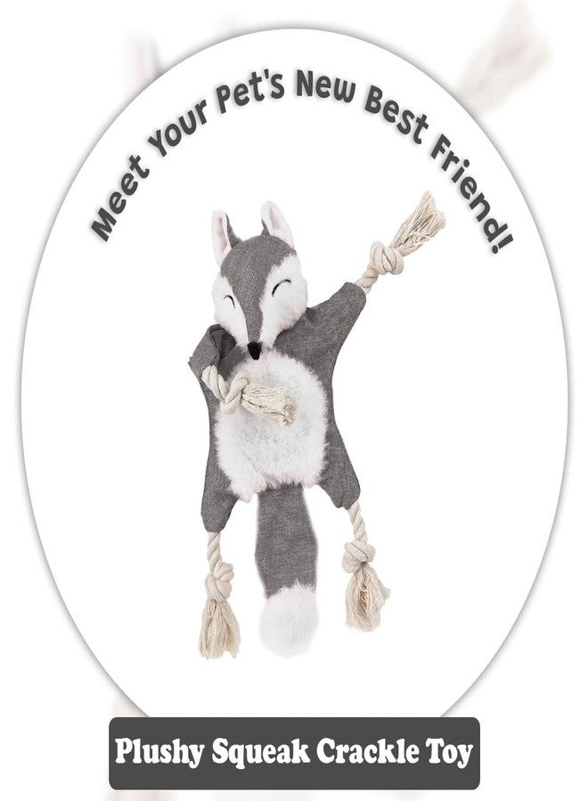 Petgoof™ Dog Chew Toy Bite Plush Squeaky Dog Toy Fox Squirrel Raccoon with Crackle Paper (Grey) - Image 2