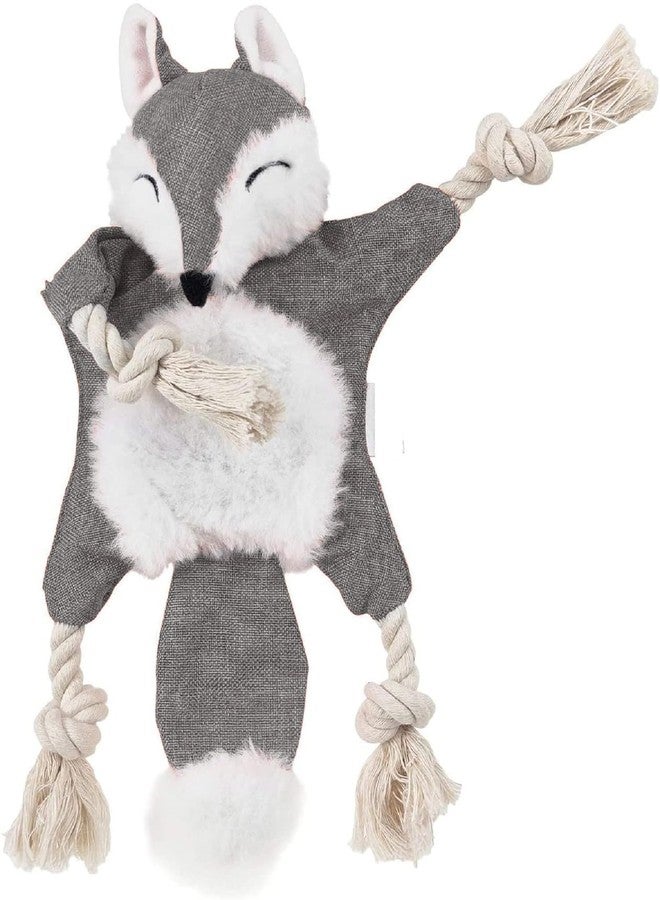 Petgoof™ Dog Chew Toy Bite Plush Squeaky Dog Toy Fox Squirrel Raccoon with Crackle Paper (Grey) - Image 1