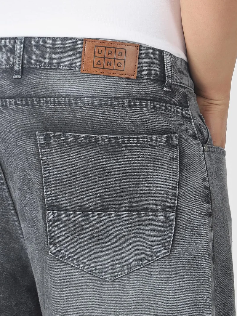 Urbano Fashion  Urbano Plus Men's Dark Grey Loose Baggy Fit Washed Jeans Non-Stretchable  | Best Price UAE