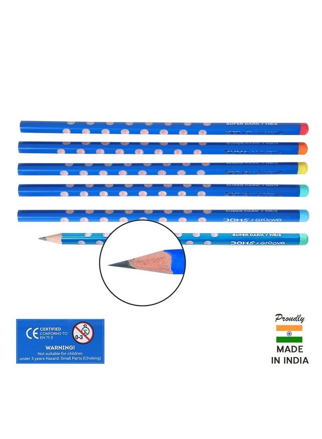Doms Groove Super Dark HB/2 Graphite Pencils Jar Pack | Innovative Groove For Perfect Grip | Free Pencil, Eraser, Sharpner & Scale | Ideal For Sketching & Drawing | Pack of 30 Pencils - Image 2