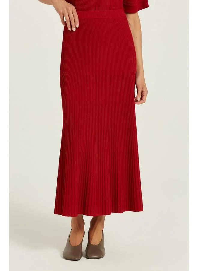 Mısırlı 1951  Burgundy Thin Pleated Long Skirt for Women | Best Price UAE