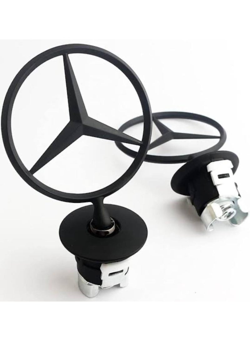Mercedes-Benz Vehicle Hood Star Emblem for Mercedes Benz Front Hood Metal 3D Logo for Benz ( BLACK ) - Image 1
