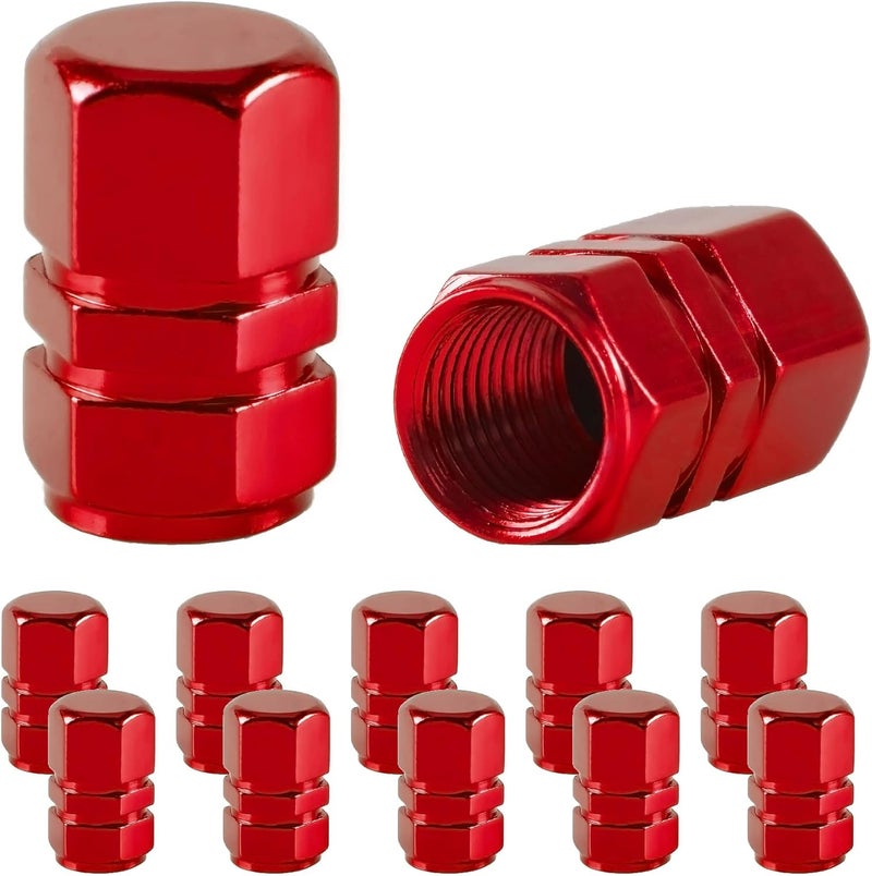 JUSTTOP Car Tire Valve Stem Caps, 12pcs Air Caps Cover, Universal for Cars, SUVs, Bike, Trucks and Motorcycles-Red - Image 1