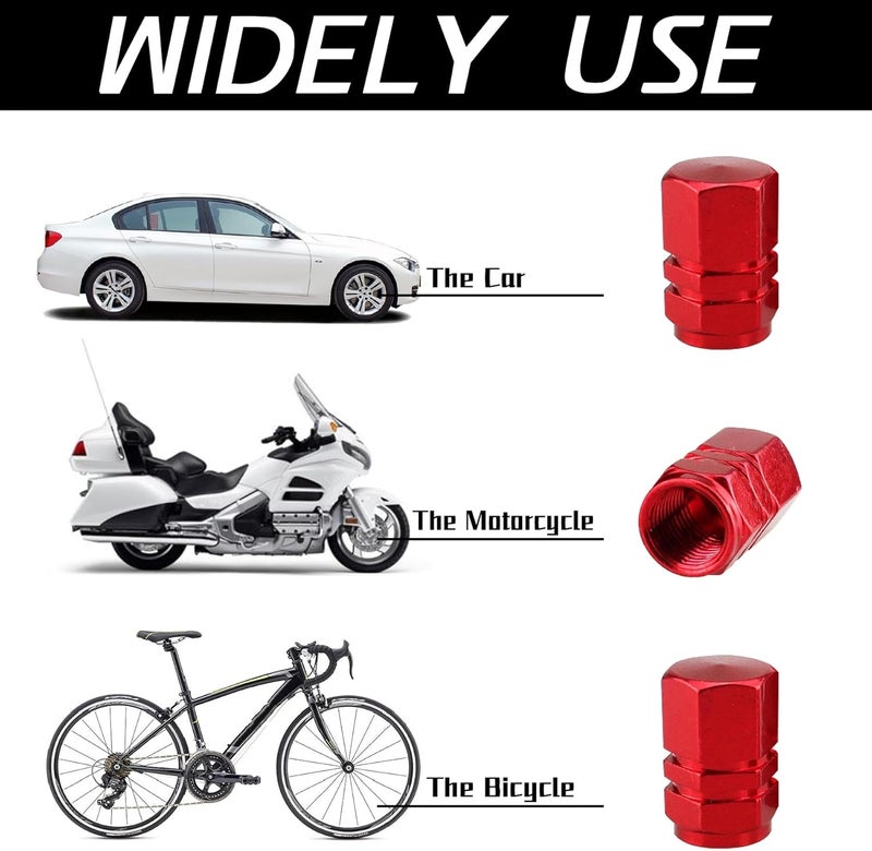 JUSTTOP Car Tire Valve Stem Caps, 12pcs Air Caps Cover, Universal for Cars, SUVs, Bike, Trucks and Motorcycles-Red - Image 3
