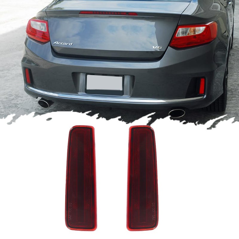 TurningMax For 2013 2014 2015 Honda Accord Coupe LED Rear Bumper Reflector Tail Brake Light housings Red Lens 33505T3LA02 33505T3LA02
