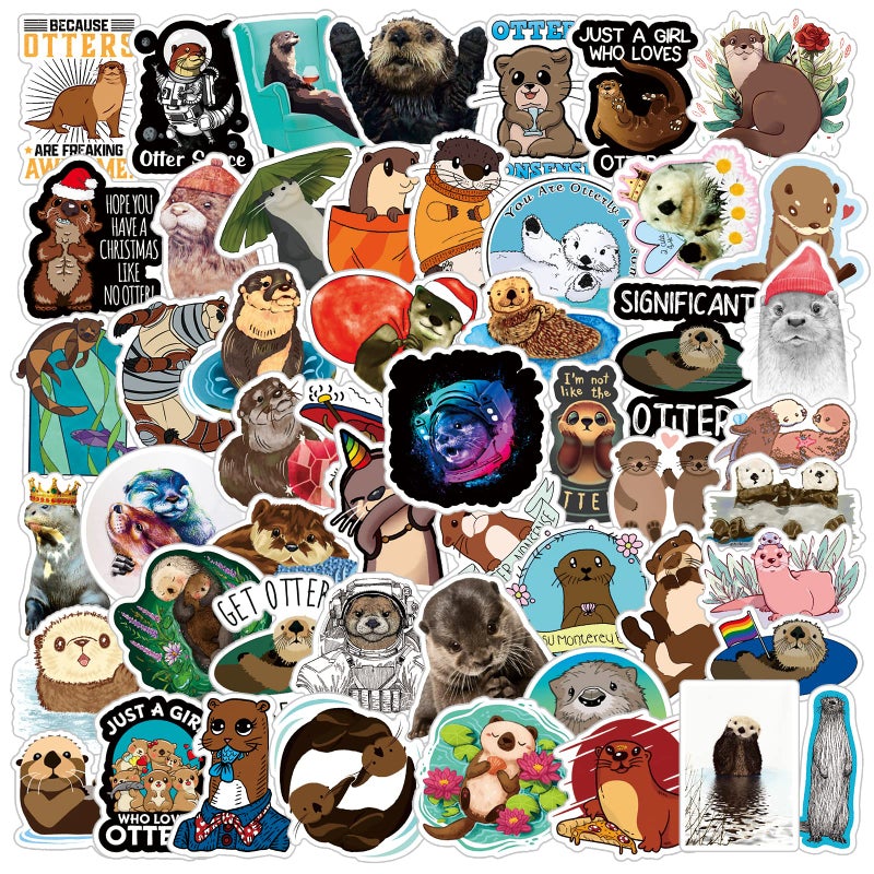 The Eurasian River Otter Cute Cartoon Animal Stickers 50pcs Pack  Kawaii Deacls Graffiti Vinyl PVC Waterproof for Adults Water Bottle Laptop Phone Skateboard Scrapbook