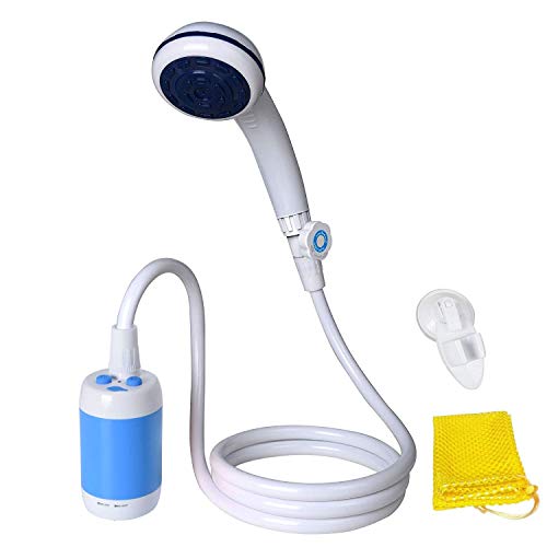 Iron Hammer مطرقة حديدية دش محمول دش كهربائي دش تخييم سرعة قابلة للتعديل بطارية مدمجة 4800mAH دش يعمل بالبطارية للدش الشخصي في الداخل أو الخارج غسيل السيارات استحمام الحيوانات الأليفة (أزرق) - Image 1