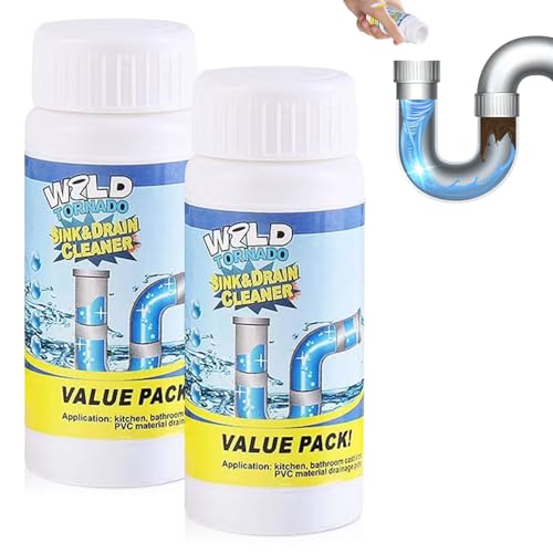 KLIFE Wild Tornado Pipe Dredge, Powerful Sink and Drain Cleaner Powder, Wild Tornado Sink and Drain Cleaner for Kitchen Toilet Pipeline Quick Cleaning Tool (2PCS) - Image 1
