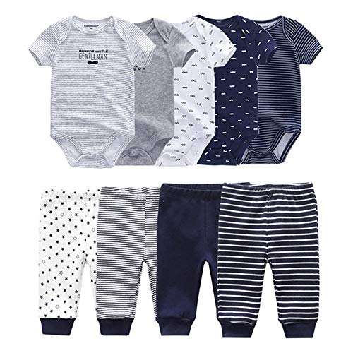 Kiddiezoom Baby Layette Set Baby Boys' 9-Piece Bodysuits Pants Set Toddler Girl Boy Unisex Baby Gift Sets - Image 1