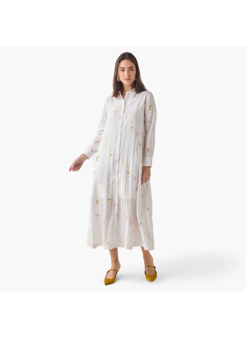 ايكونيك Iconic Floral Print Shirt Dress