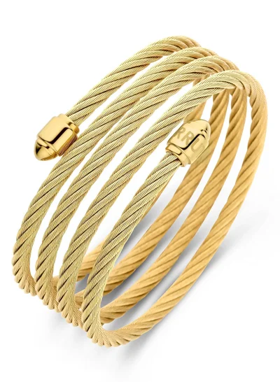 CERRUTI 1881 Couture Gold Plated Stainless Steel Multi Layer Twisted Cable Cuff Bracelet For Women