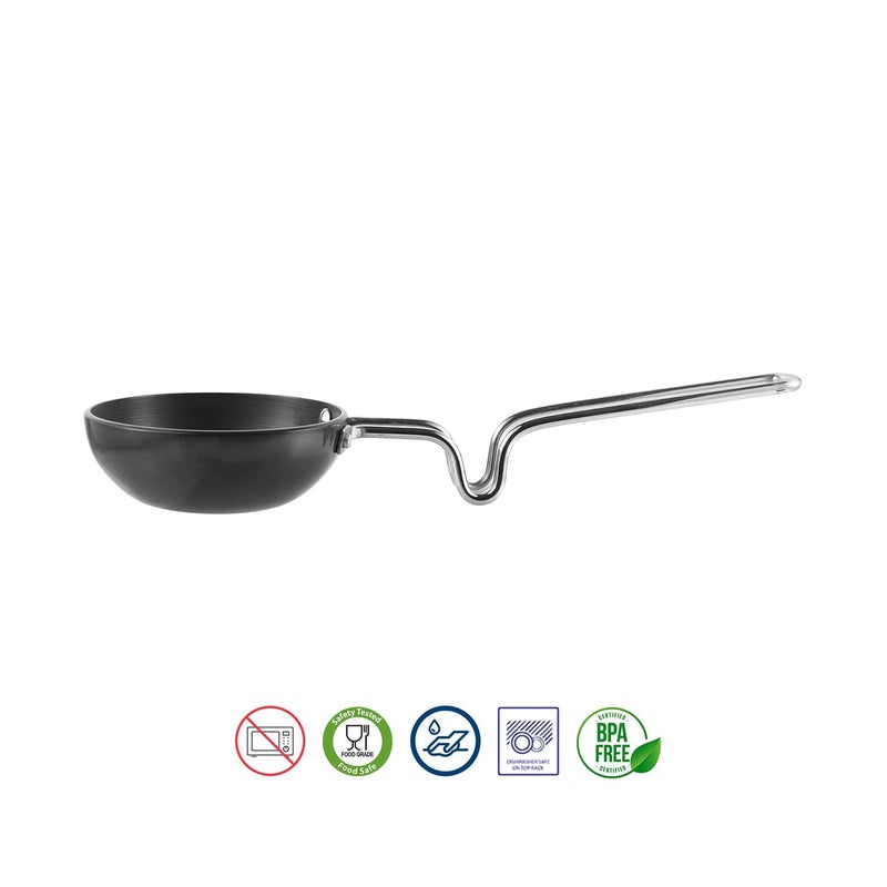 Dhavl Hard Anodized Tadka Pan Chounk Pan Vaghar Pan Baghar Pan Flame Safe Gas Stove Safe Stainless Steel Scratch Resistant Wired Handle Dark Grey26X10CM - Image 5
