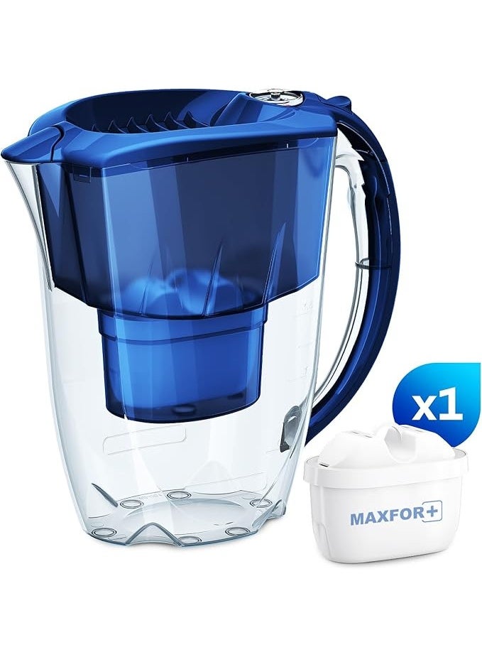 Aquaphor AQUAPHOR Amethyst Water Filter Jug Blue – 2.8L Capacity | Includes 1 x MAXFOR+ Filter Cartridge (200L) | Reduces Limescale, Chlorine, Heavy Metals & Microplastics | BPA-Free | Slim Fridge-Friendly Design  - Image 3