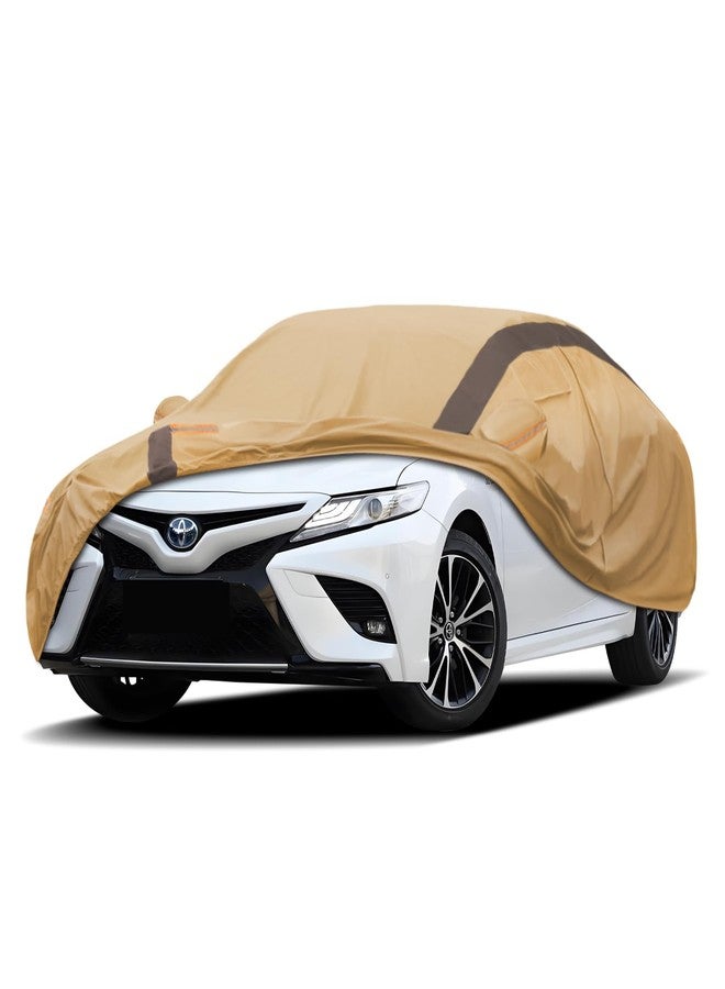 FSGRICH Car Cover Waterproof All Weather Compatible with Toyota Camry Sedan Solara (1996-2024), Outdoor Anti-UV Sun Rain Protection Full Exterior Cover (Camel with Brown) - Image 1