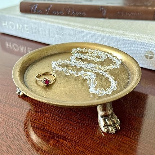 Hapton House 100% Solid Brass Clawfoot Candle Dish - Pedestal Dish - Candle Holder - Jewelry Holder - Perfect for Wax Candles, Rings, and Trinkets - Image 3
