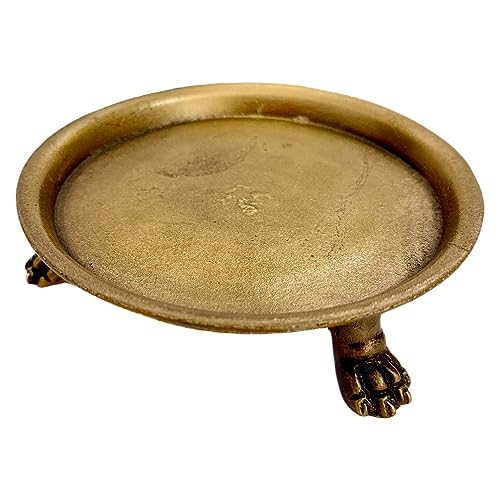 Hapton House 100% Solid Brass Clawfoot Candle Dish - Pedestal Dish - Candle Holder - Jewelry Holder - Perfect for Wax Candles, Rings, and Trinkets - Image 1