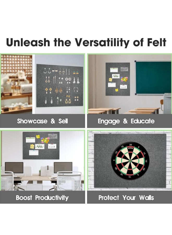 YelaJoy Large Cork Board Felt Wall Tiles, 47"x35" 12 Pack Felt Bulletin Board Pin Board with 48 Safe Removable Adhesive Tabs,  Alternative Cork Board for Walls Home Office(Dark Grey) - Image 3