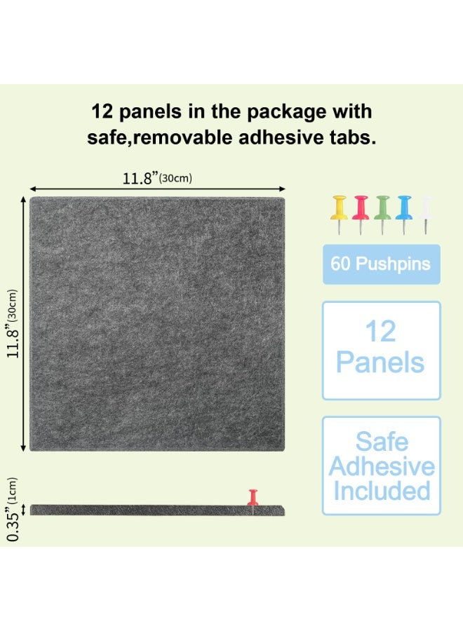 YelaJoy Large Cork Board Felt Wall Tiles, 47"x35" 12 Pack Felt Bulletin Board Pin Board with 48 Safe Removable Adhesive Tabs,  Alternative Cork Board for Walls Home Office(Dark Grey) - Image 5
