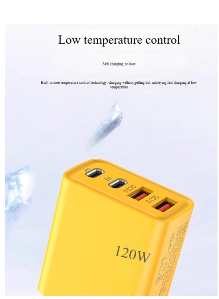 120W Multi Port Charging Head Dual USB+Dual TYPEC Mobile Fast Charging Head Multi Port Charger - Image 3