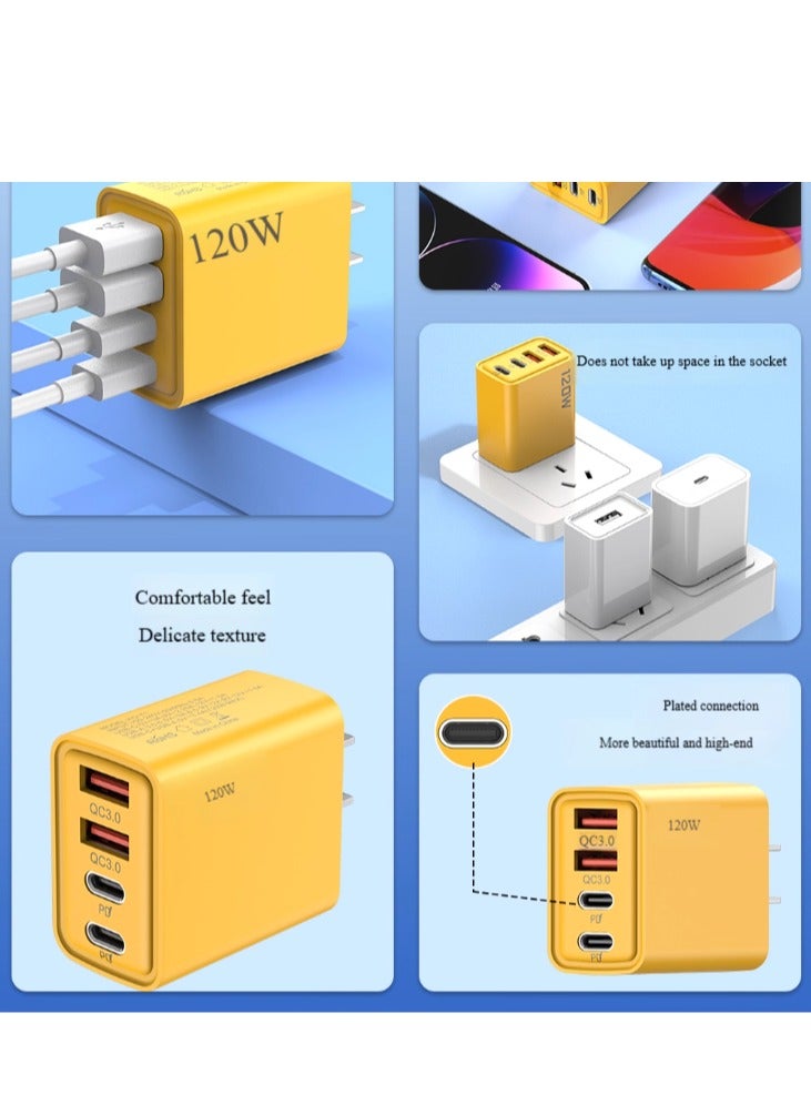 120W Multi Port Charging Head Dual USB+Dual TYPEC Mobile Fast Charging Head Multi Port Charger - Image 5
