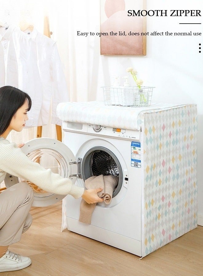 هابي هوم غطاء غسالة أوتوماتيكي مع سحاب، واقٍ من الشمس ومقاوم للماء والغبار، مناسب لمعظم الغسالات والمجففات ذات التحميل الأمامي، غطاء حماية متين للحفاظ على الأجهزة المنزلية في المطبخ أو الحمام أو الشرفة 58×62×85 سم (متعدد الالوان) - Image 4