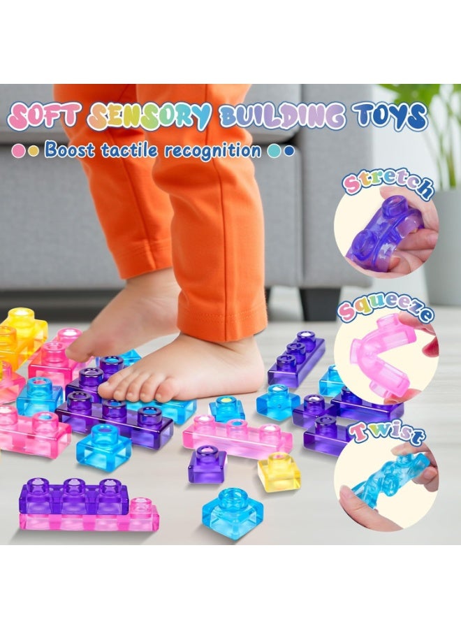 Gummy Bloc Soft Sensory Building Blocks - 40pcs Flexible TPR Construction Toy, Multiple Colors & Shapes, Safe for Toddlers 3+, STEM Learning & Fidget Toy for Kids - Image 2