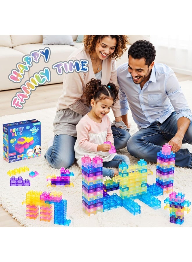 Gummy Bloc Soft Sensory Building Blocks - 40pcs Flexible TPR Construction Toy, Multiple Colors & Shapes, Safe for Toddlers 3+, STEM Learning & Fidget Toy for Kids - Image 5