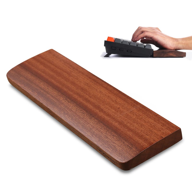 MageGee Keyboard Wooden Wrist Rest Black Walnut Solid Wood NonSlip Ergonomic Palm Rest for Compact 60 Keyboard Durable and Easy to Clean