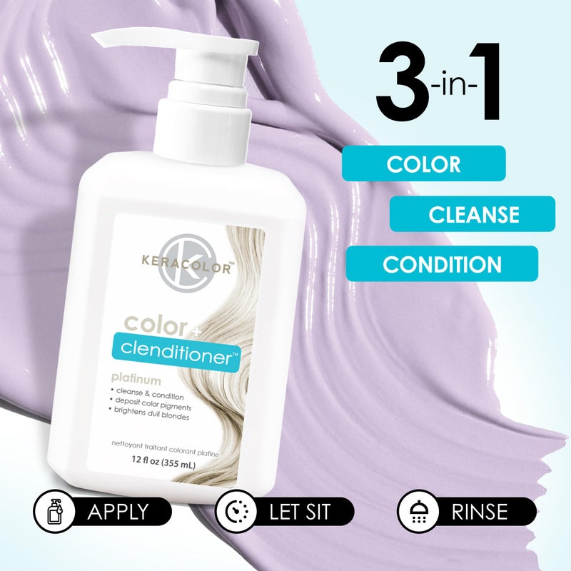 Keracolor Clenditioner PLATIUM Hair Dye - Semi Permanent Hair Color Depositing Conditioner, Cruelty-free, 12 Fl. Oz. - Image 4